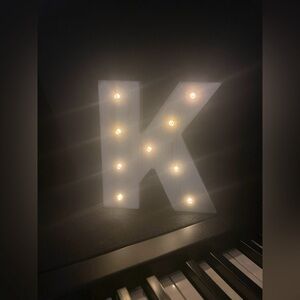 Wooden letter K marquee light led battery operated desk light bedside light 6in